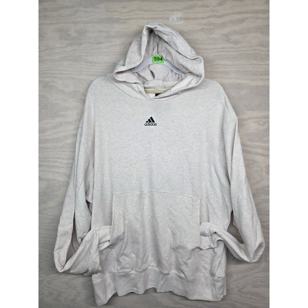 Adidas Men's SZ XL Hoodie Long Sleeve Kangaroo Pocket Missing Drawstring Cream